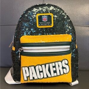 Loungefly Packers Sequin Kids Backpack - Black and Gold